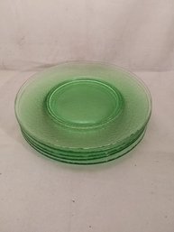 Lot Of 5 Green Glass Plates 8'