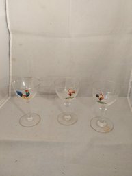 Lot Of 3 Rooster Glasses