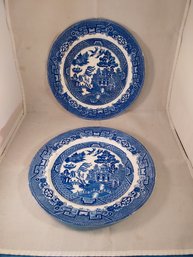 Lot Of 2 Allertons 10' Plates Blue Willow