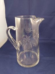 Etched Glass Pitcher