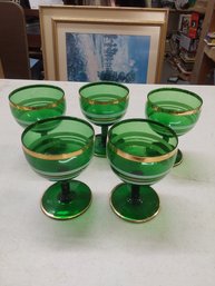 Lot Of 5 Green Glasses