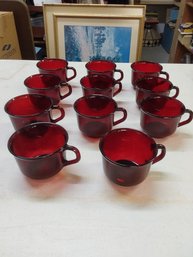 Lot Of 11 Red Glass Cups