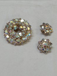 Brooch Clip On Earring Set