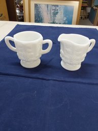 Westmoreland Milk Glass Creamer & Sugar