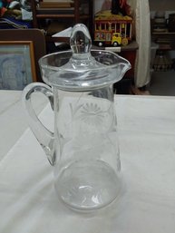 Etched Glass Pitcher