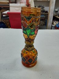 Colored Glass Oil Lamp