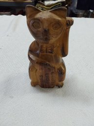 Bahamas Lucky Cat Wood Figure