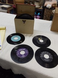 Variety Of 45 Rpm Vinyl Records In Case