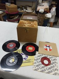 Variety Of 45 Rpm Vinyl Records In Case