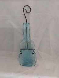 Blue Glass Violin Bottle