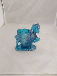 Blue Glass Horse Vase