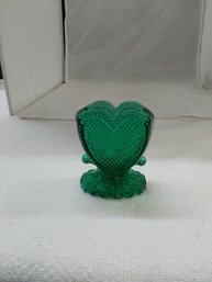 Green Glass Heart Shaped Dish