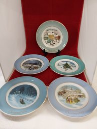 Lot Of 5 Collector Christmas Plates