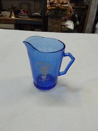Blue Glass Shirley Temple Pitcher