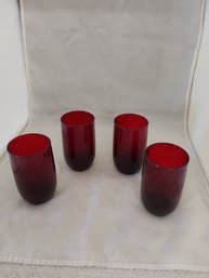 Lot Of 4 Ruby Red Tumblers