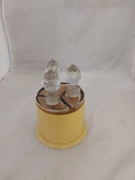 Vintage Celluloid Perfume Holder With Glass Perfume Bottles