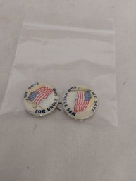 Pair Of We Save For Uncle Sam Celluloid Pinbacks