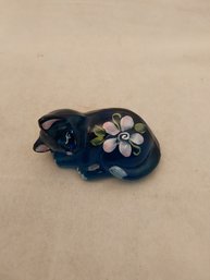 Fenton Hand Painted Glass Cat