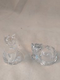 Pair Of Glass Cat Salt And Pepper Shakers