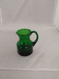 Green Crackle Glass Pitcher