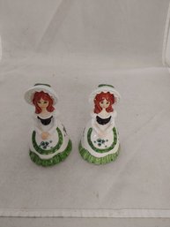 Pair Of Irish Ladies Salt And Pepper Shakers