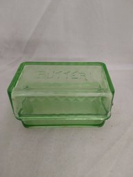 Uranium Glass Covered Butter Dish