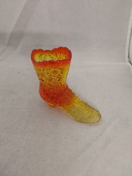 Amberina Colored Glass Boot