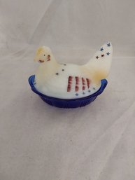 Fenton Glass Chicken Nesting Dish