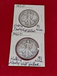 Pair Of Walking Liberty Half Dollars