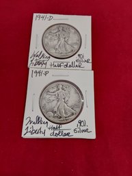 Pair Of Walking Liberty Half Dollars