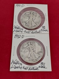 Pair Of Walking Liberty Half Dollars