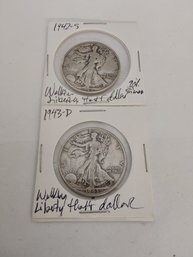 Pair Of Walking Liberty Half Dollars