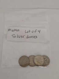 Lot Of 4 Silver Dimes