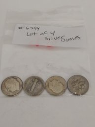 Lot Of 4 Silver Dimes