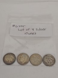 Lot Of 4 Silver Dimes