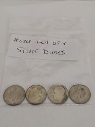 Lot Of  4 Silver Dimes