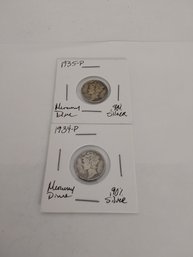 Lot Of  2 Mercury Dimes