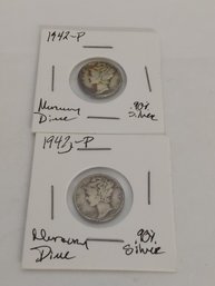 Lot Of  2 Mercury Dimes