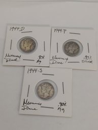 Lot Of 3 Mercury Dimes