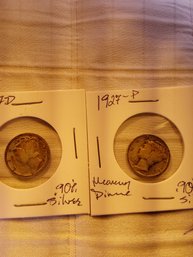 Lot Of 2 Mercury Dimes