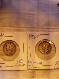 Lot Of 2 Mercury Dimes