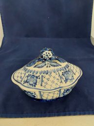 Gzhel Russian Handmade  Covered Dish