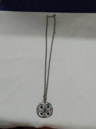 Vintage Silver Tone Necklace With Pendant