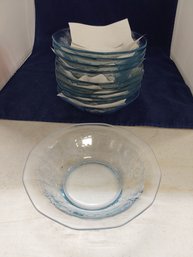 Lot Of 11 Blue Glass Bowls 6'