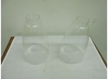 Pair Of Glass Oil Lamp Shades