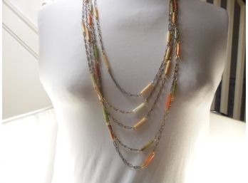 Gold Tone Costume Jewelry Beaded Necklace