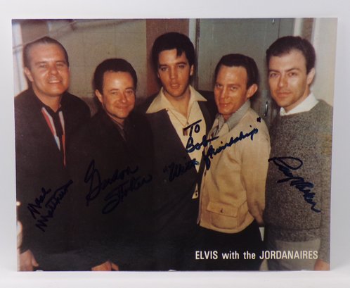 Autographed 8' X 10' Picture Of Elvis And The Jordanaires (Signed By 3 Of 4 Members Of The Jordanaires)