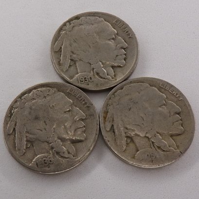 (3) Buffalo Nickels 1925, 1930, 1936
