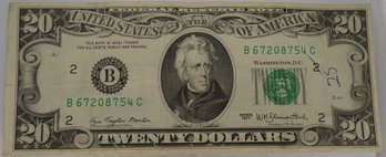 1977 $20 Federal Reserve Note About Uncirculated