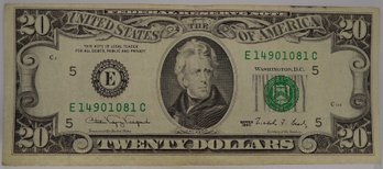 1990 $20 Federal Reserve Note AU